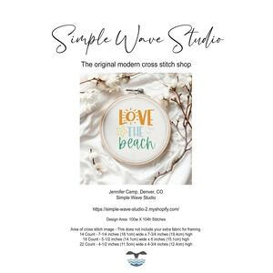 Love the Beach Ocean Art Quote Counted Cross Stitch Pattern Chart